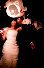bride groom and lantern